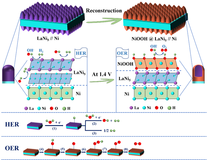 Schematic diagram of active site evolution during water splitting