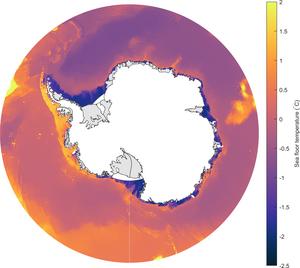 Water temperatures around the Antarctic