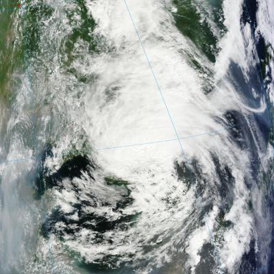 Tropical Depression Khanun over South Korea