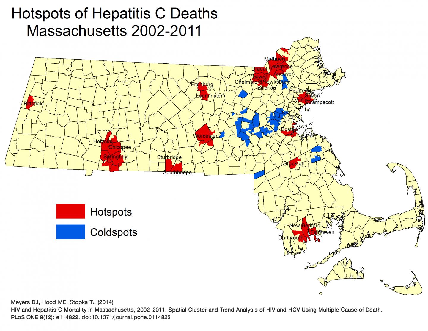 Hotspots of Hepatitis C Deaths: Massachusetts 2002-2011