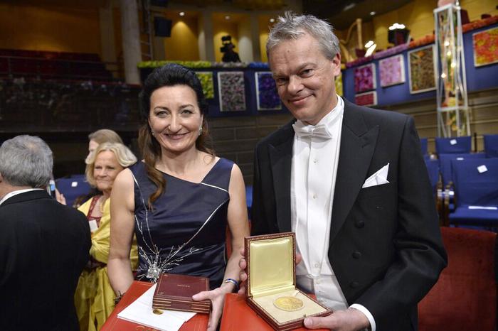 May-Britt Moser and Edvard Moser at the Nobel ceremony in 2014