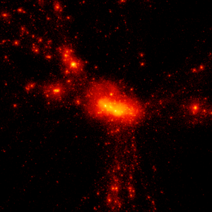 Simulation snapshot 100 million light-years