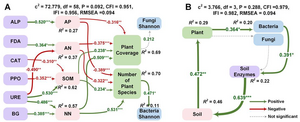 Soil microbes-mediated enzymes promoted the ecological recovery of mine on Loess Plateau