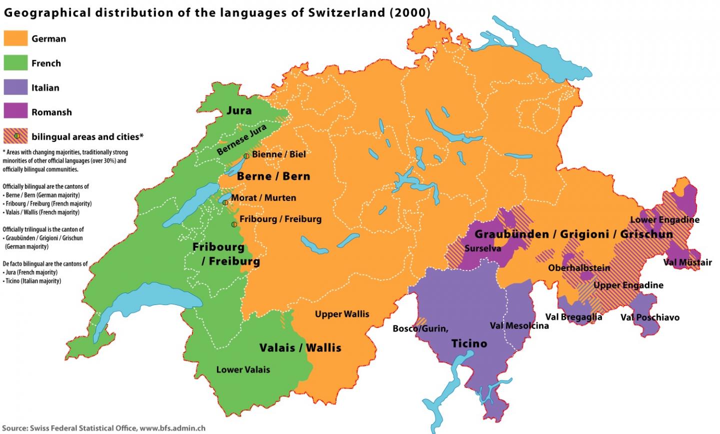 Map of Language Distribution in Switzerland