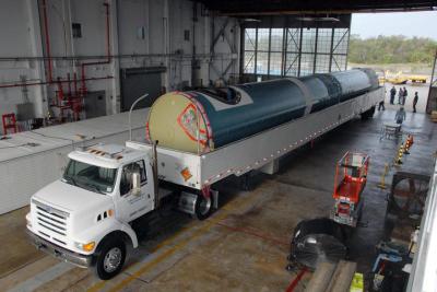 Delta II First Stage Arrives at NASA KSC