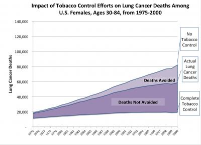 Impact of Tobacco Control Efforts on Lung Cancer Deaths Among US Females, Ages 30-84, from 1975-2000