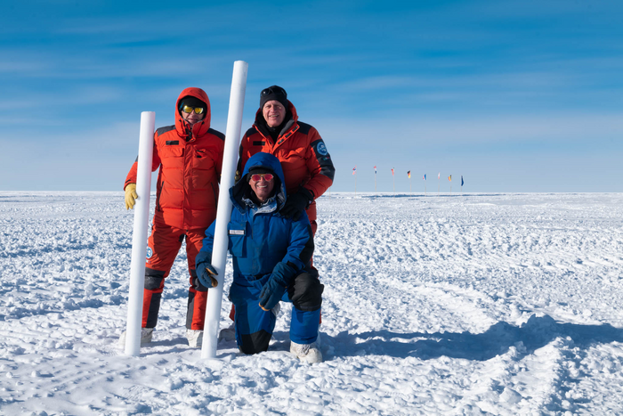 Scientists and ice cores at Little Dome C