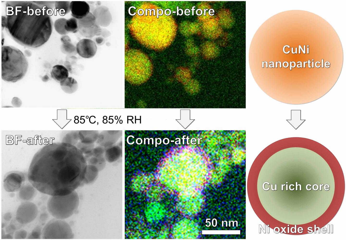 Cu-Ni Alloy Nanoparticles Before And After Oxidation Treatment