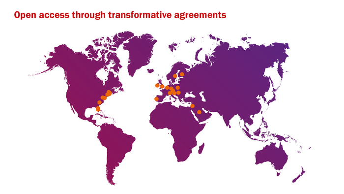 Map of IOP Publishing's transformative agreements