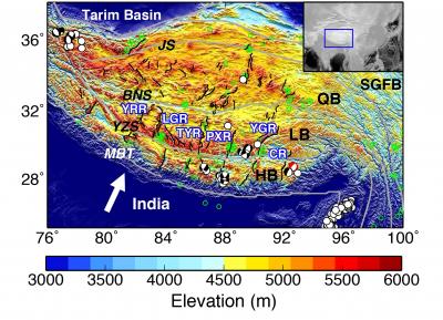 Topographic Map of the Tibetan Plateau