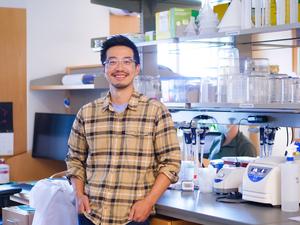 Ed Chuong in his lab