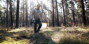 Dr. Christian Voigt conducting fieldwork at wind energy sites in Brandenburg forests, Germany