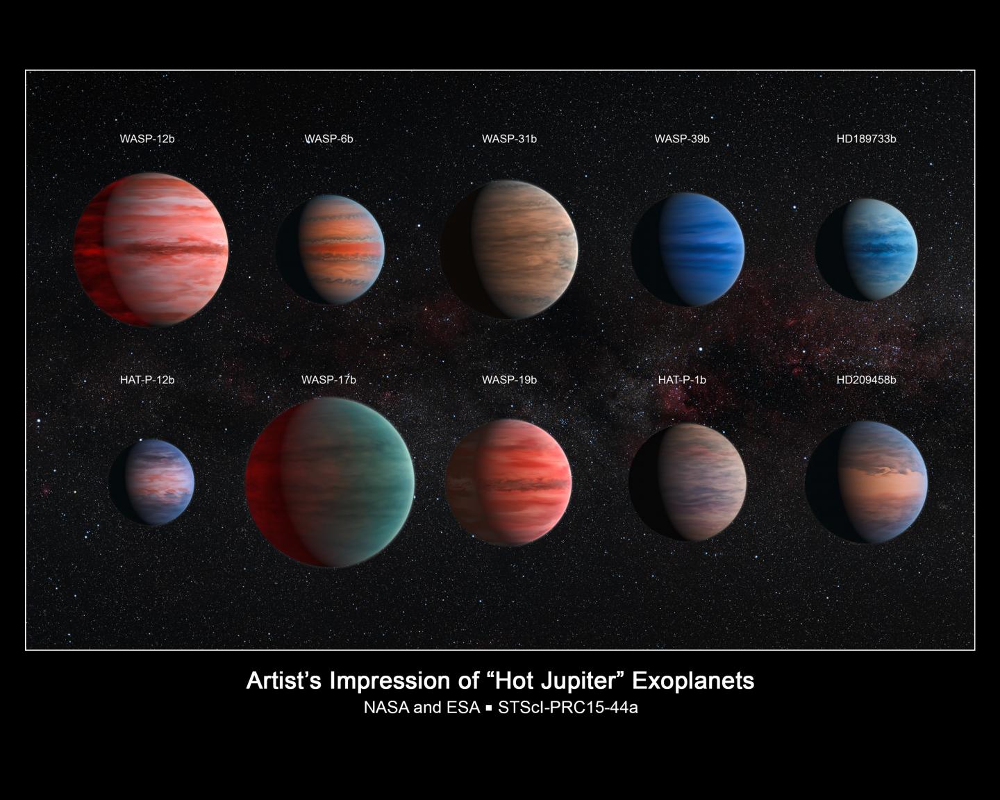 Artist's Impression of the 10 Hot Jupiter Exoplanets
