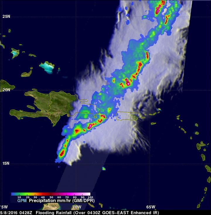 GPM Top down View of Haiti's Precipitation