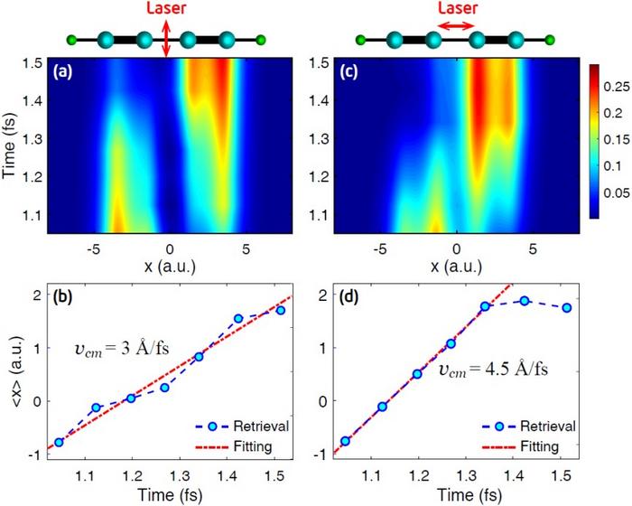 Charge migration in a C4H2 molecule.