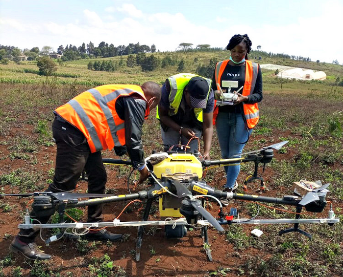 Drone is prepared for flight