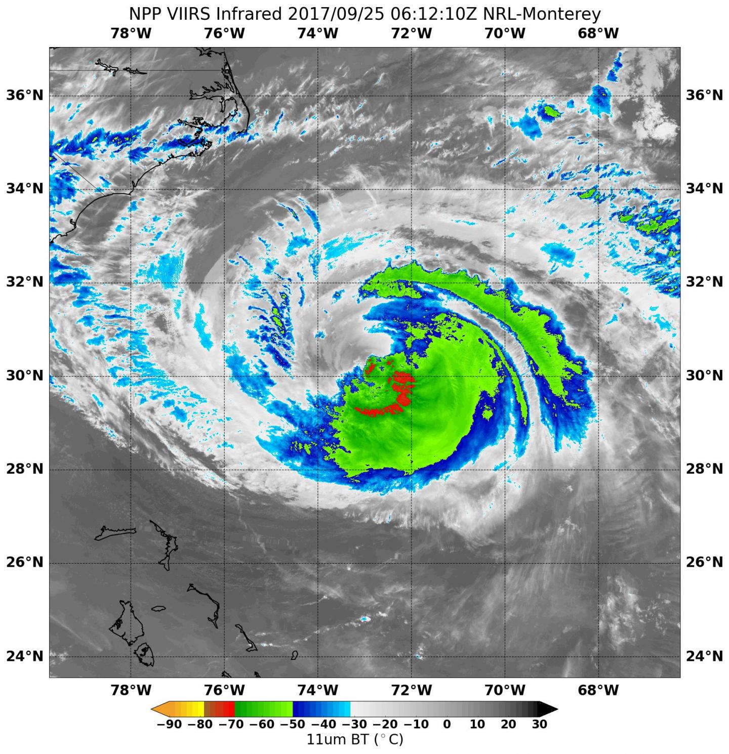 Suomi NPP Infrared image of Maria