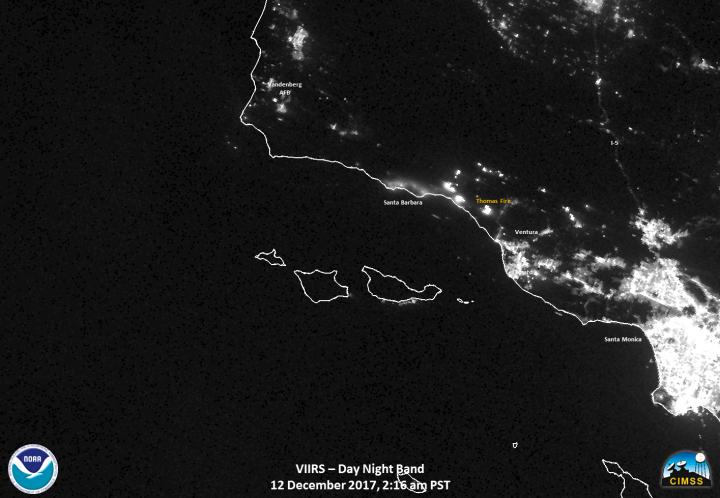 Day Night Band Image of Fires in California