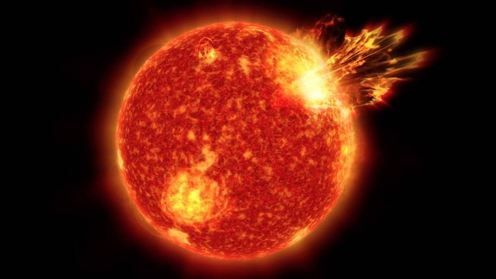 Illustration of what the Sun may have been like 4 billion years ago, around the time life developed on Earth.