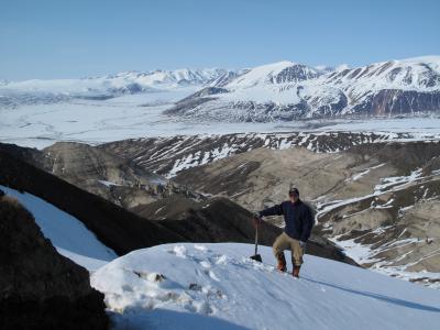 Alexandre Guertin-Pasquier, Université de Montréal, at his study site in Nunavut