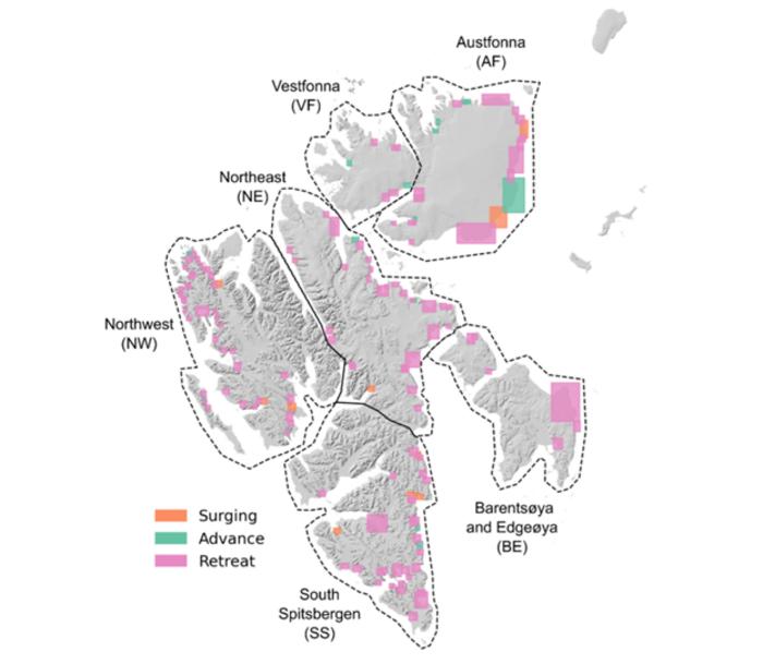 The majority of Svalbard’s marine-terminating glaciers are retreating with a couple of exceptions