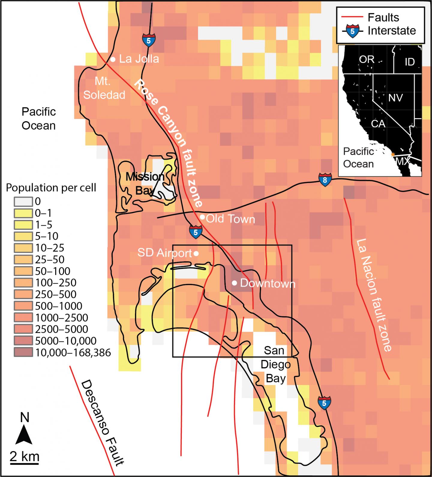 Map of the Rose Canyon Fault Zone