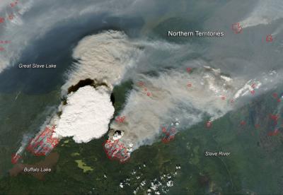 Pyrocumulonibus Cloud Rises Up from Canadian Wildfires