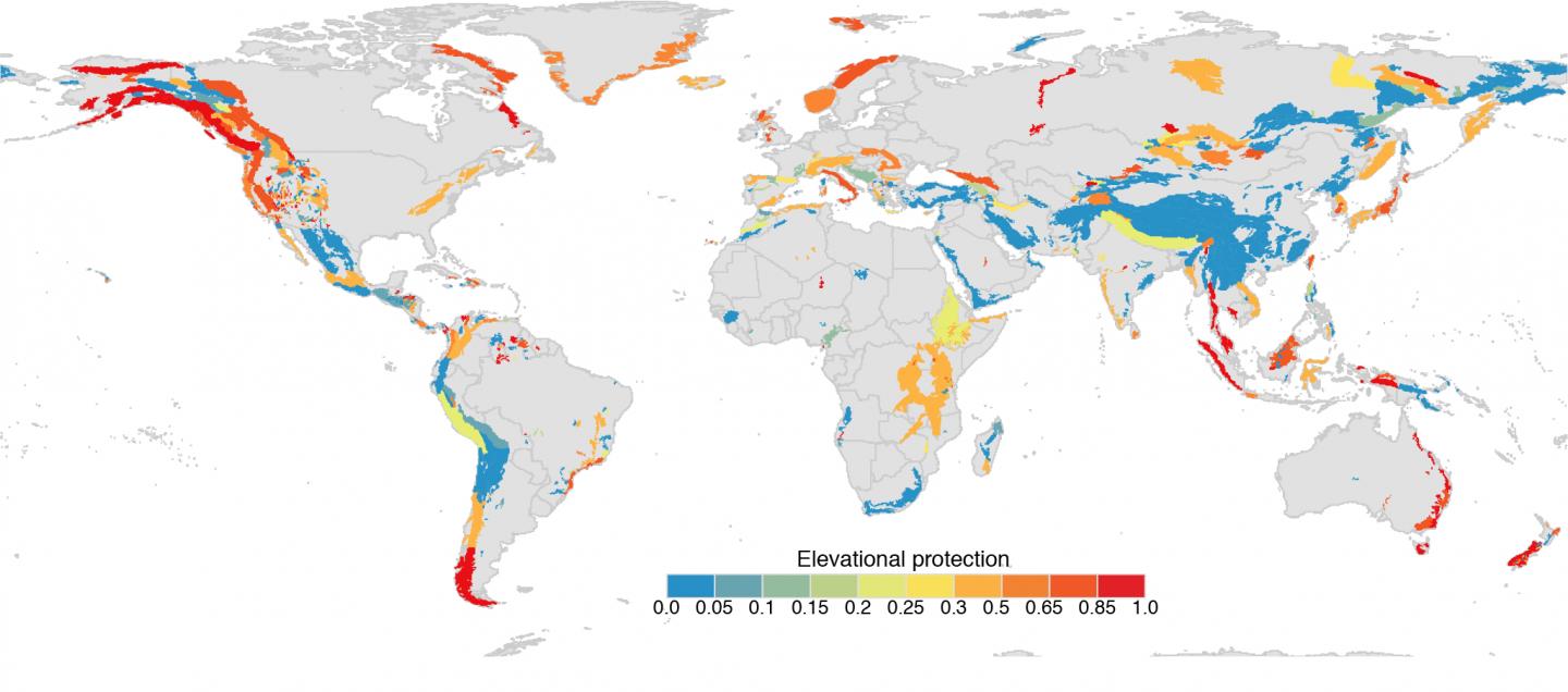 world map of mountains