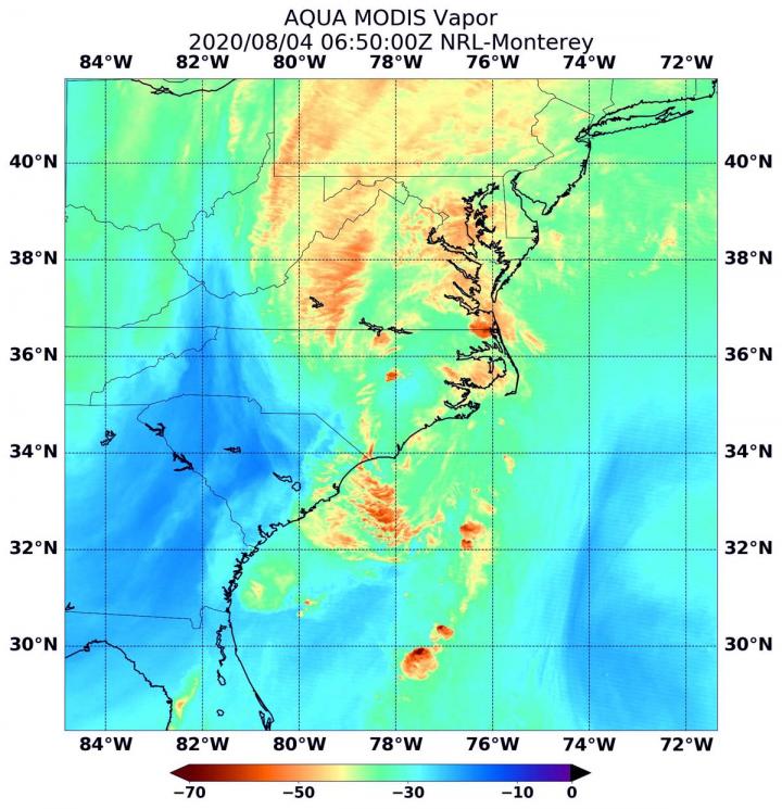 Aqua Image of Isaias' Water Vapor