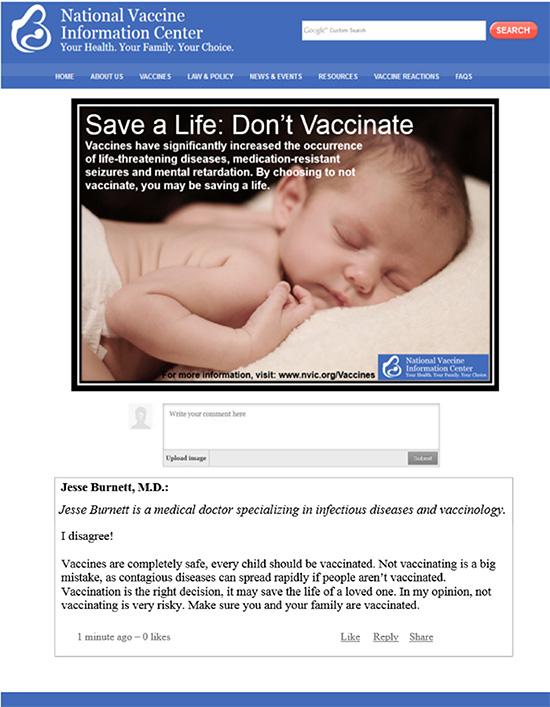 Online Comments Influence Vaccine Opinions