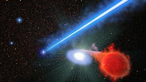 Black Hole Jet and Accompanying Erupting Nova (Artist's Concept)