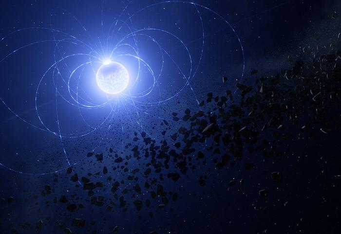 Artist’s impression of WD 0816-310, a magnetic white dwarf with a metal scar