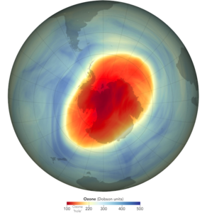 Ozone hole over the South Pole on Oct. 5, 2022