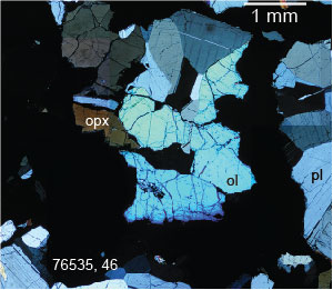 Lunar sample under polarized light microcope