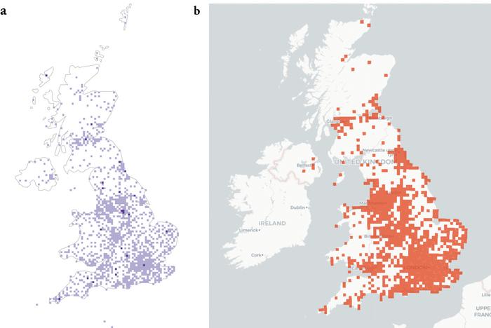 Map of respondents’ geographical distribution at a 10 km × 10 km square scale.