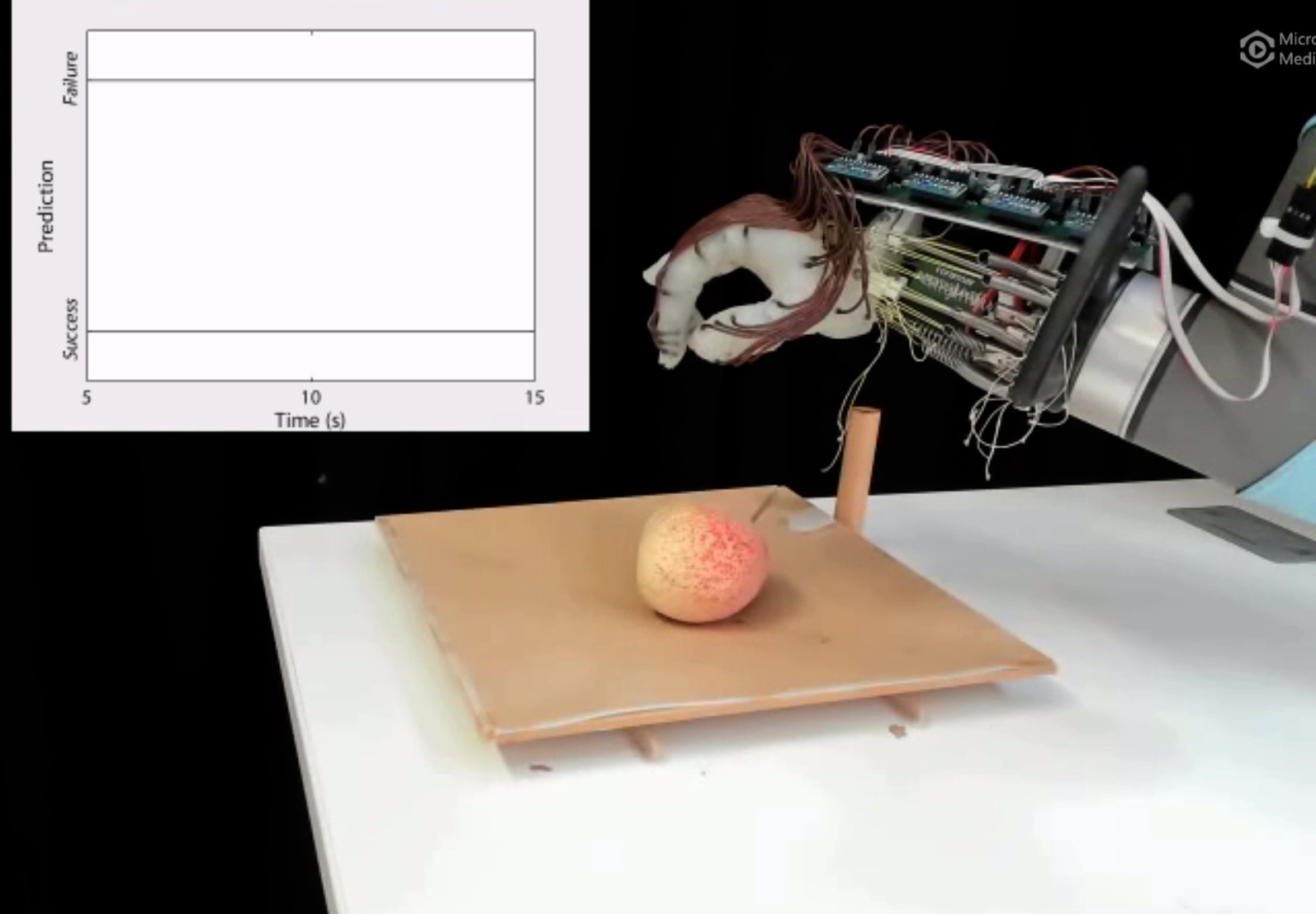 Robot hand picking up a peach