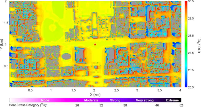 Simulated human comfort index over Tiananmen area, Beijing