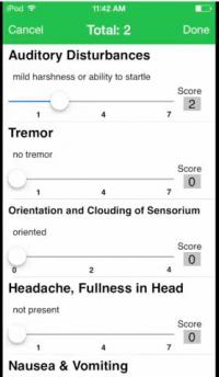 Symptom-Entering and Tremor-Analysis Screens of the Tremor App
