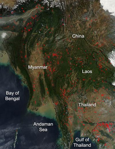 Fires In and Around Myanmar