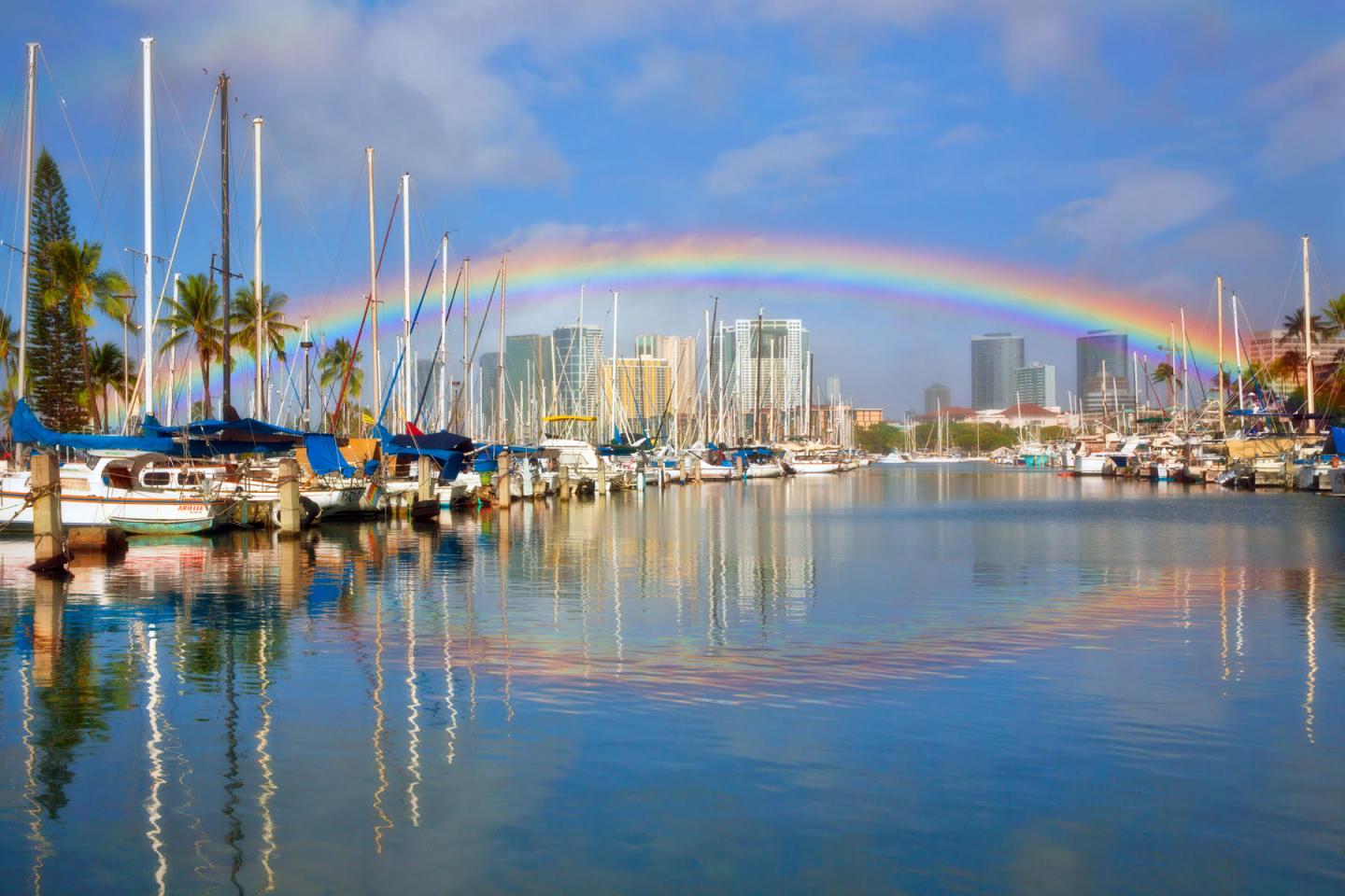 Rainbow over Honolulu Harbor
