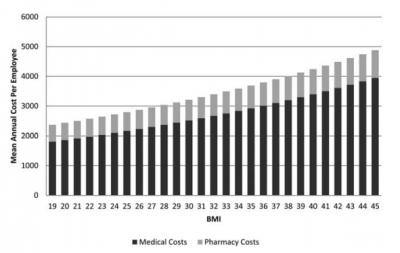 BMI and Mean Annual Cost Per Employee