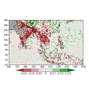 Seasonal changes in heavy ice precipitation.