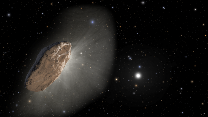 Artist's concept of a pie-shaped comet 