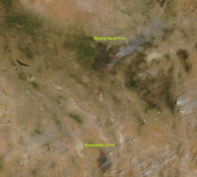 Wallow North and Horseshoe 2 Fires in Arizona on June 16, 2011