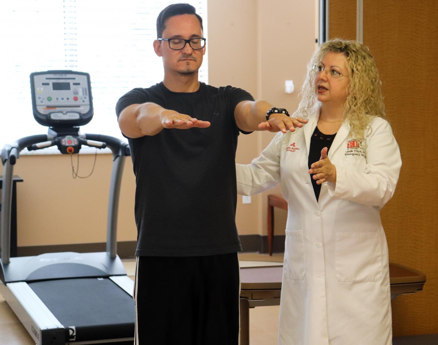 Linda Papa, M.D., Performs Balance Test