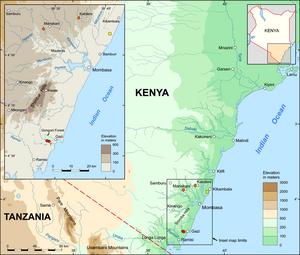 Map showing known distribution of N. sylvaticus