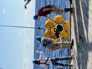 Scientists deploying sediment trap at Oceanic Flux Program research site