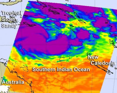 Infrared Image of Cyclone Sandra