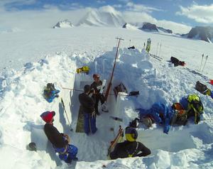 Digging the snow pit