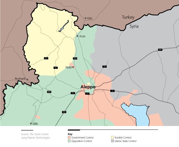 Map of Syrian Regions around Aleppo
